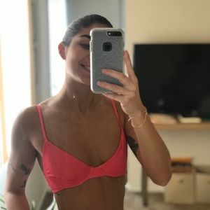 Beach riot neon pink bikini top size small